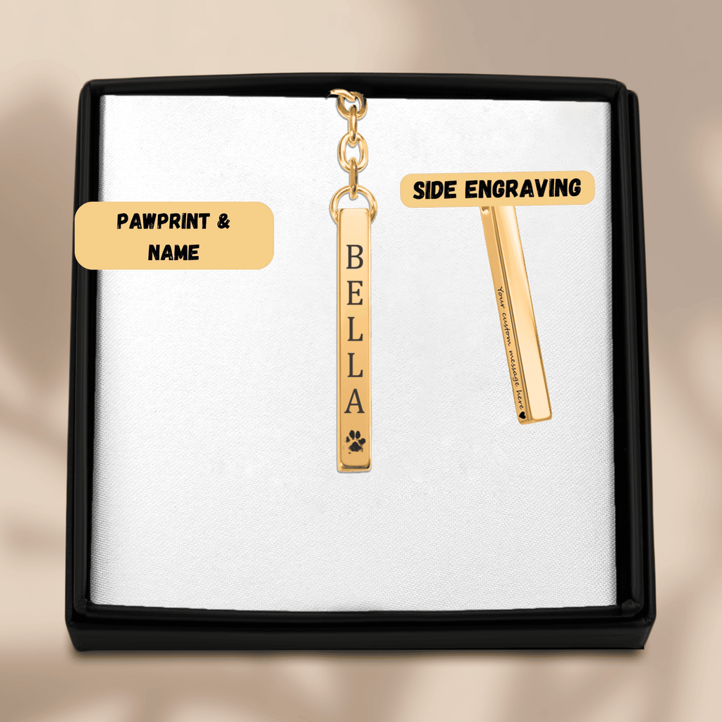 Personalized Pet Name Keychain | Custom Dog & Cat Mom Gift | Engraved Pet Keychain
