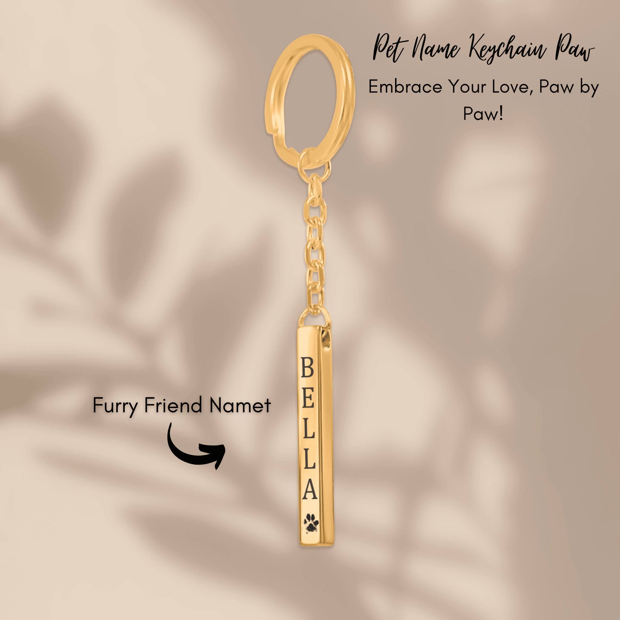 Personalized Pet Name Keychain | Custom Dog & Cat Mom Gift | Engraved Pet Keychain
