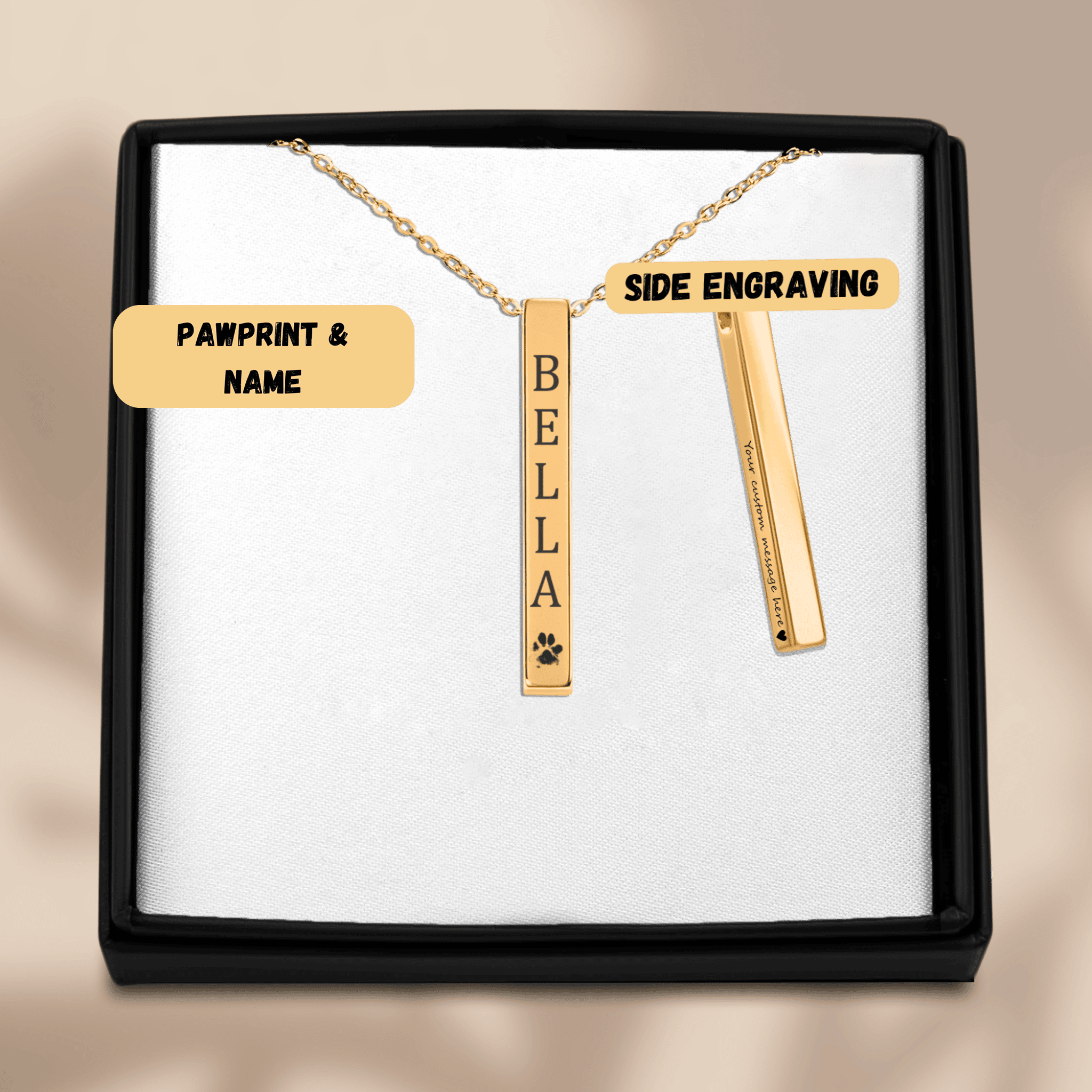 Personalized Pet Name & Paw Print Necklace | Custom Dog & Cat Mom Gift