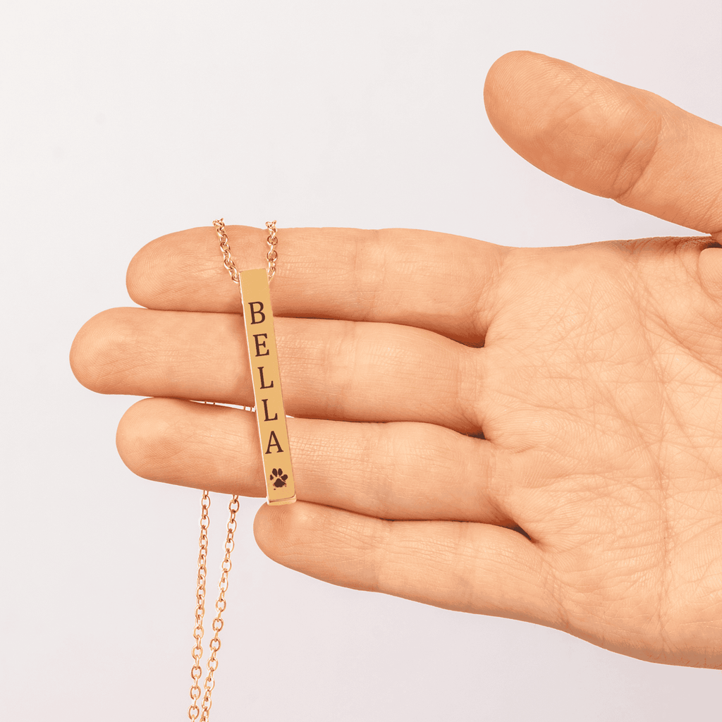 Personalized Pet Name & Paw Print Necklace | Custom Dog & Cat Mom Gift