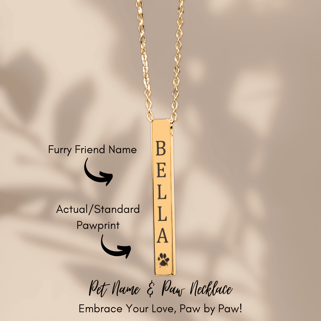 Personalized Pet Name & Paw Print Necklace | Custom Dog & Cat Mom Gift