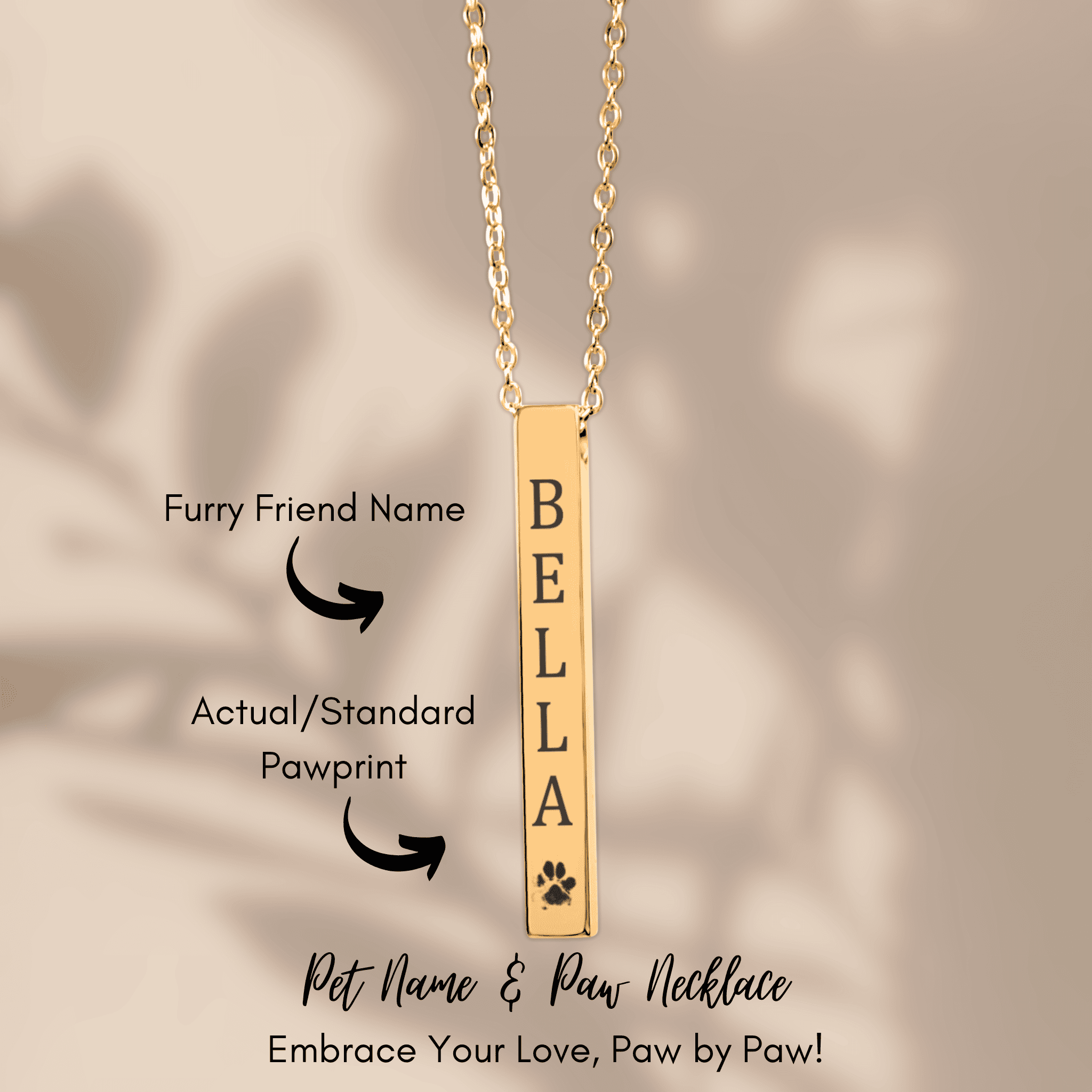Personalized Pet Name & Paw Print Necklace | Custom Dog & Cat Mom Gift