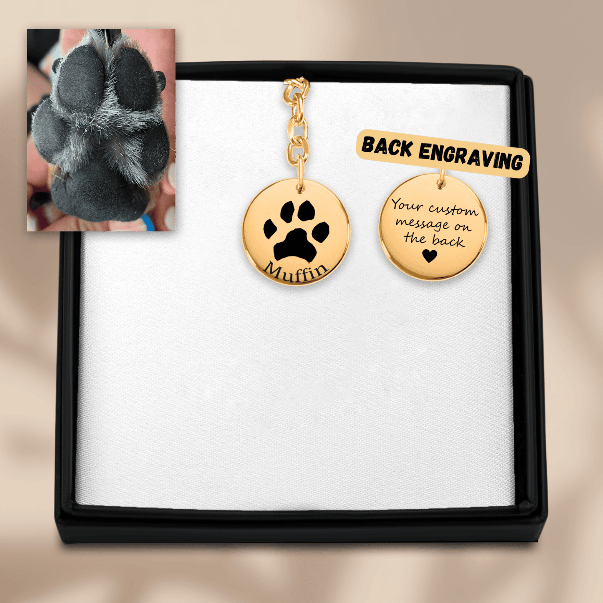 Personalized Paw Print Keychain | Custom Pet Memorial Keychain | Dog & Cat Gift
