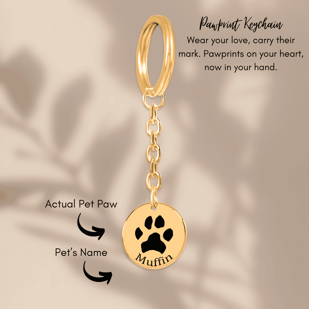 Personalized Paw Print Keychain | Custom Pet Memorial Keychain | Dog & Cat Gift