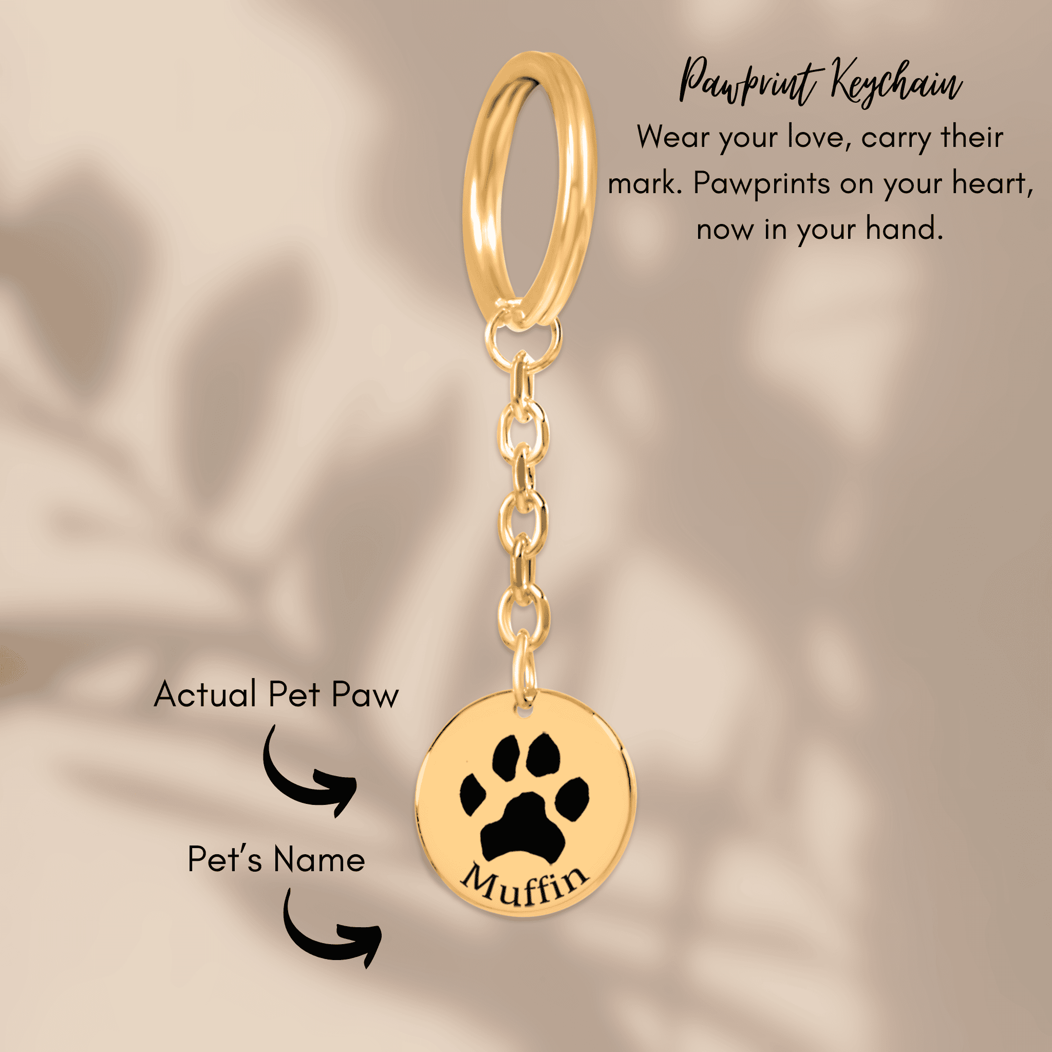 Personalized Paw Print Keychain | Custom Pet Memorial Keychain | Dog & Cat Gift