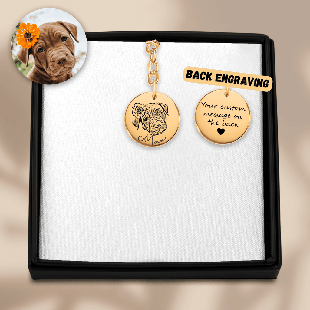 Custom Pet Portrait Keychain | Personalized Dog & Cat Mom Gift | Pet Memorial