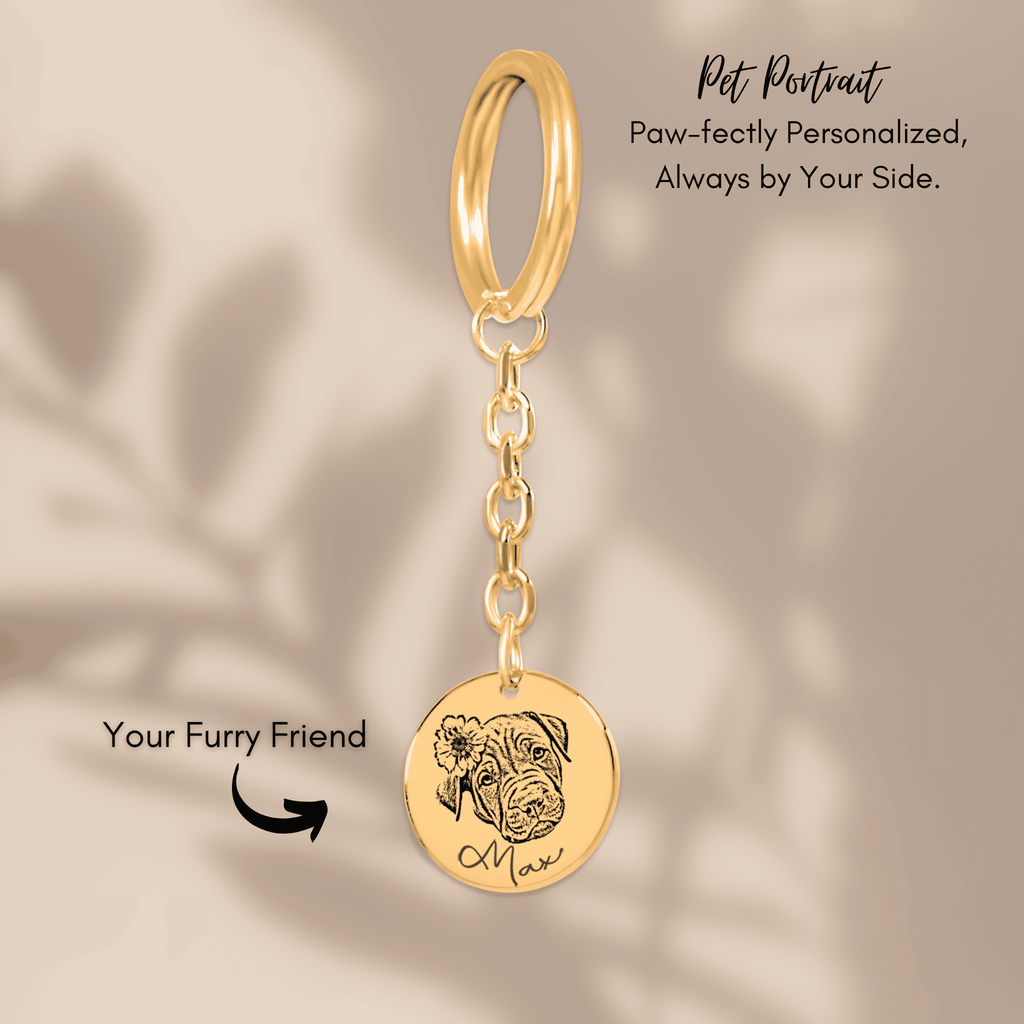 Custom Pet Portrait Keychain | Personalized Dog & Cat Mom Gift | Pet Memorial