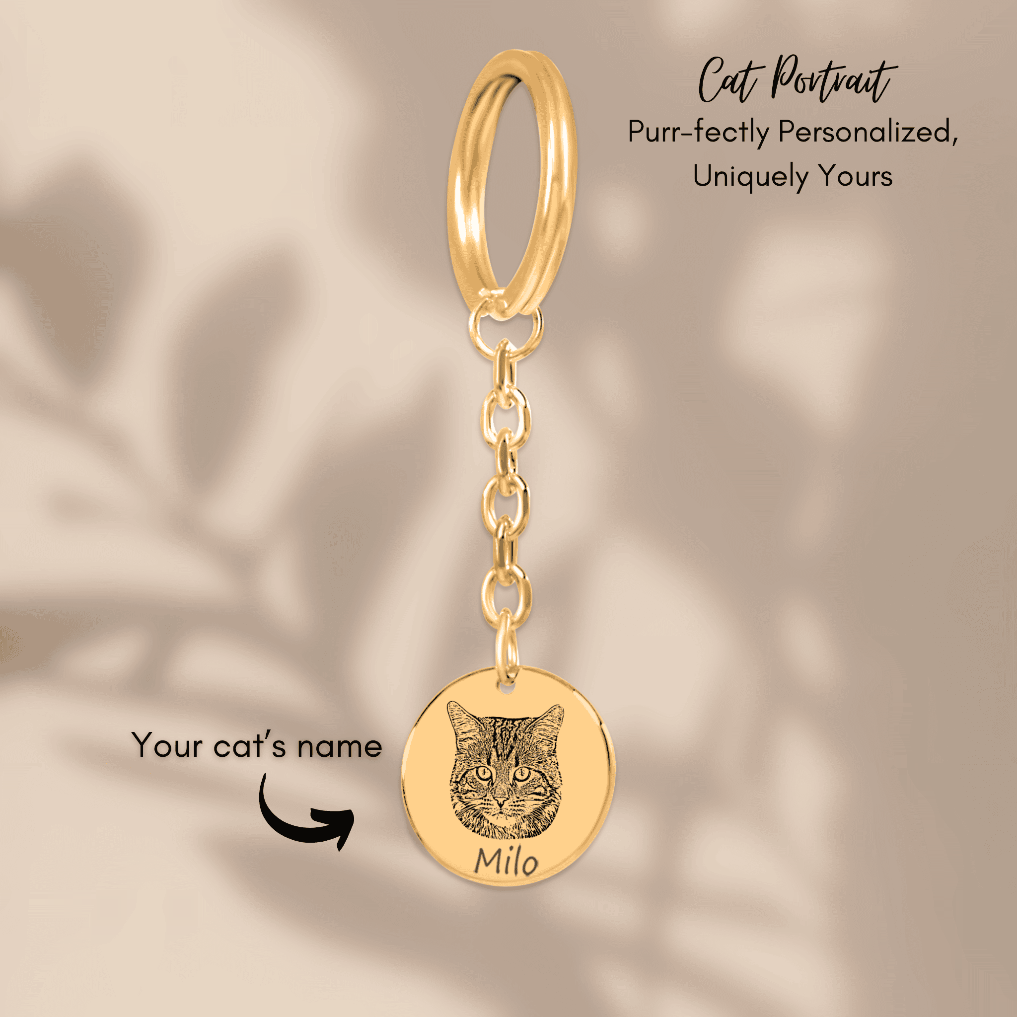 Custom Cat Portrait Keychain | Personalized Cat Mom Gift | Pet Memorial Keychain