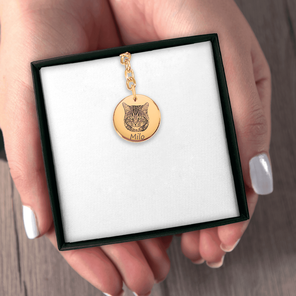 Custom Cat Portrait Keychain | Personalized Cat Mom Gift | Pet Memorial Keychain