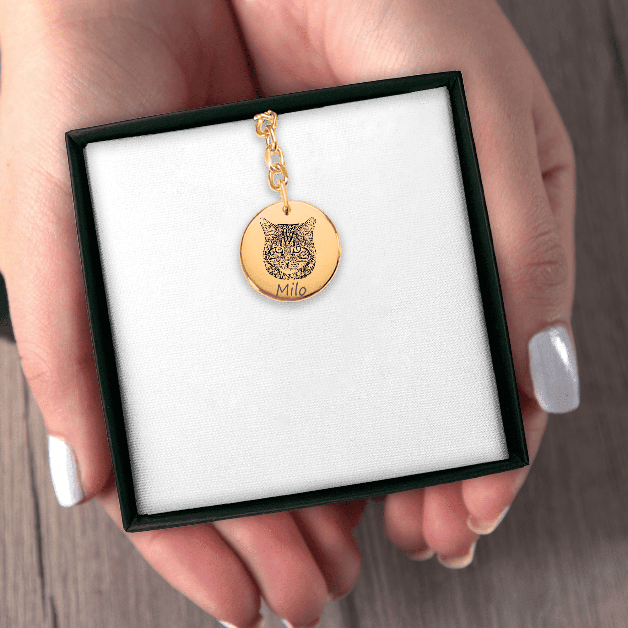 Custom Cat Portrait Keychain | Personalized Cat Mom Gift | Pet Memorial Keychain