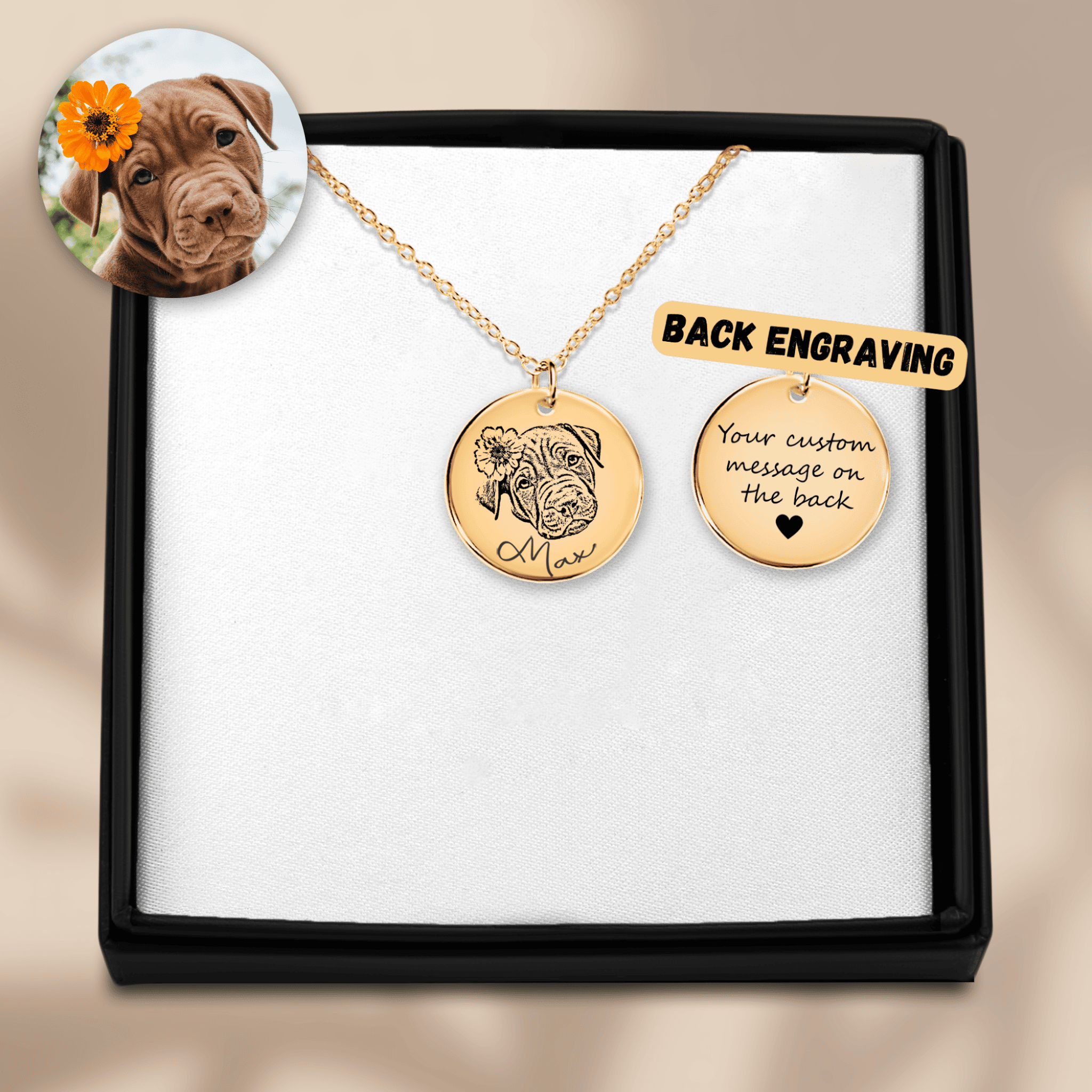 Custom Dog Portrait Necklace | Personalized Dog Mom Gift | Pet Memorial Jewelry