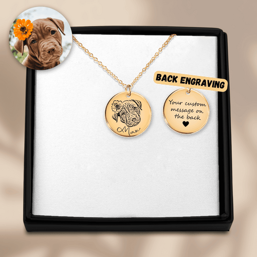 Custom Dog Portrait Necklace | Personalized Dog Mom Gift | Pet Memorial Jewelry