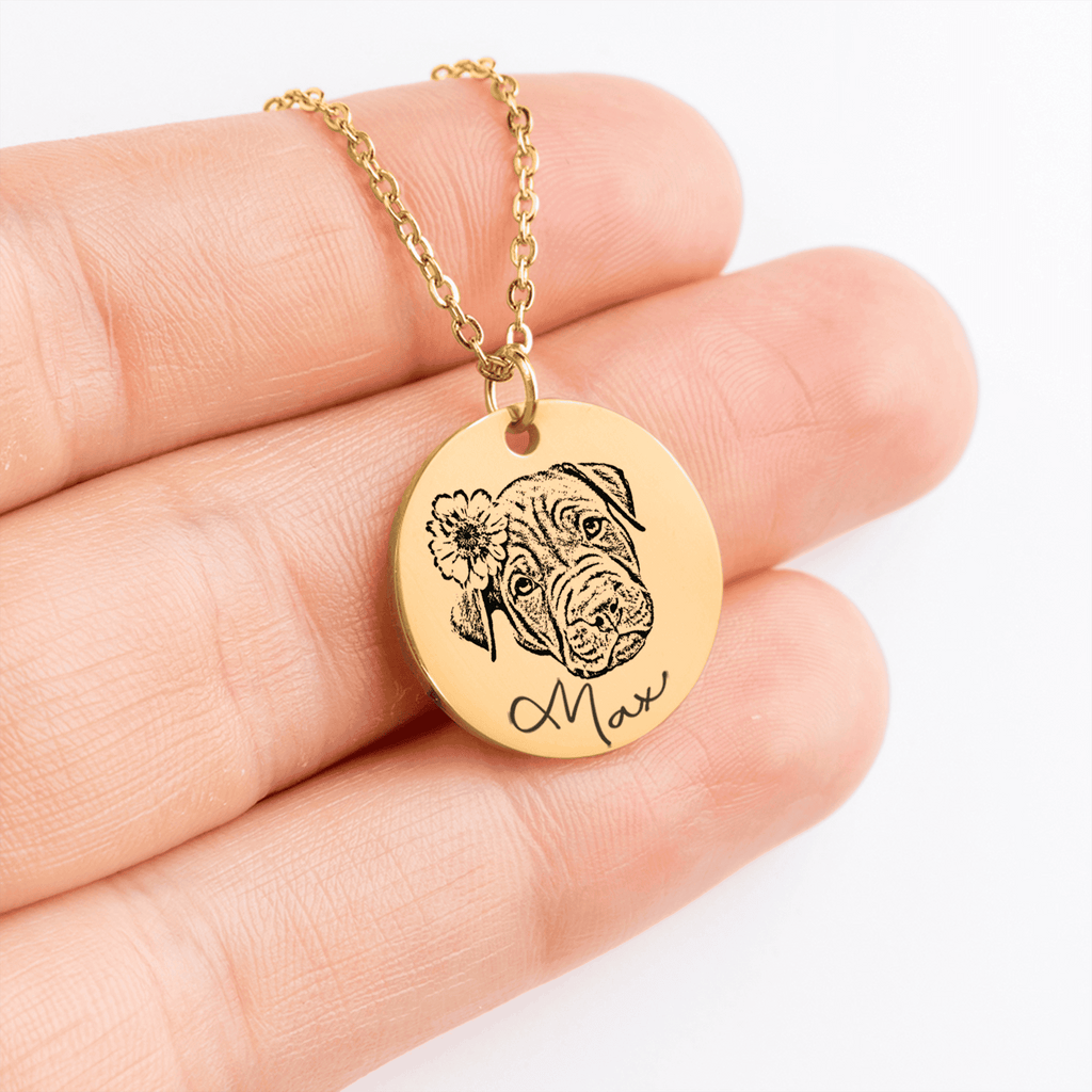 Custom Dog Portrait Necklace | Personalized Dog Mom Gift | Pet Memorial Jewelry