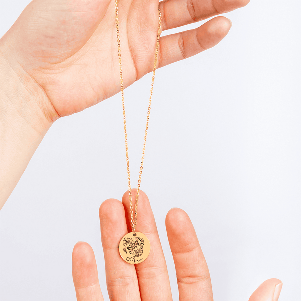 Custom Dog Portrait Necklace | Personalized Dog Mom Gift | Pet Memorial Jewelry