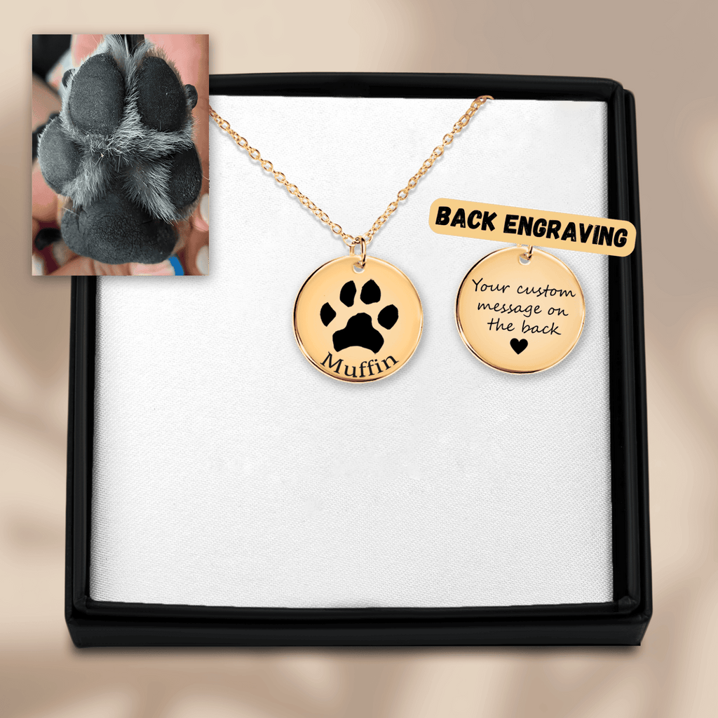Personalized Paw Print Necklace | Custom Pet Memorial Jewelry | Dog & Cat Mom Gift