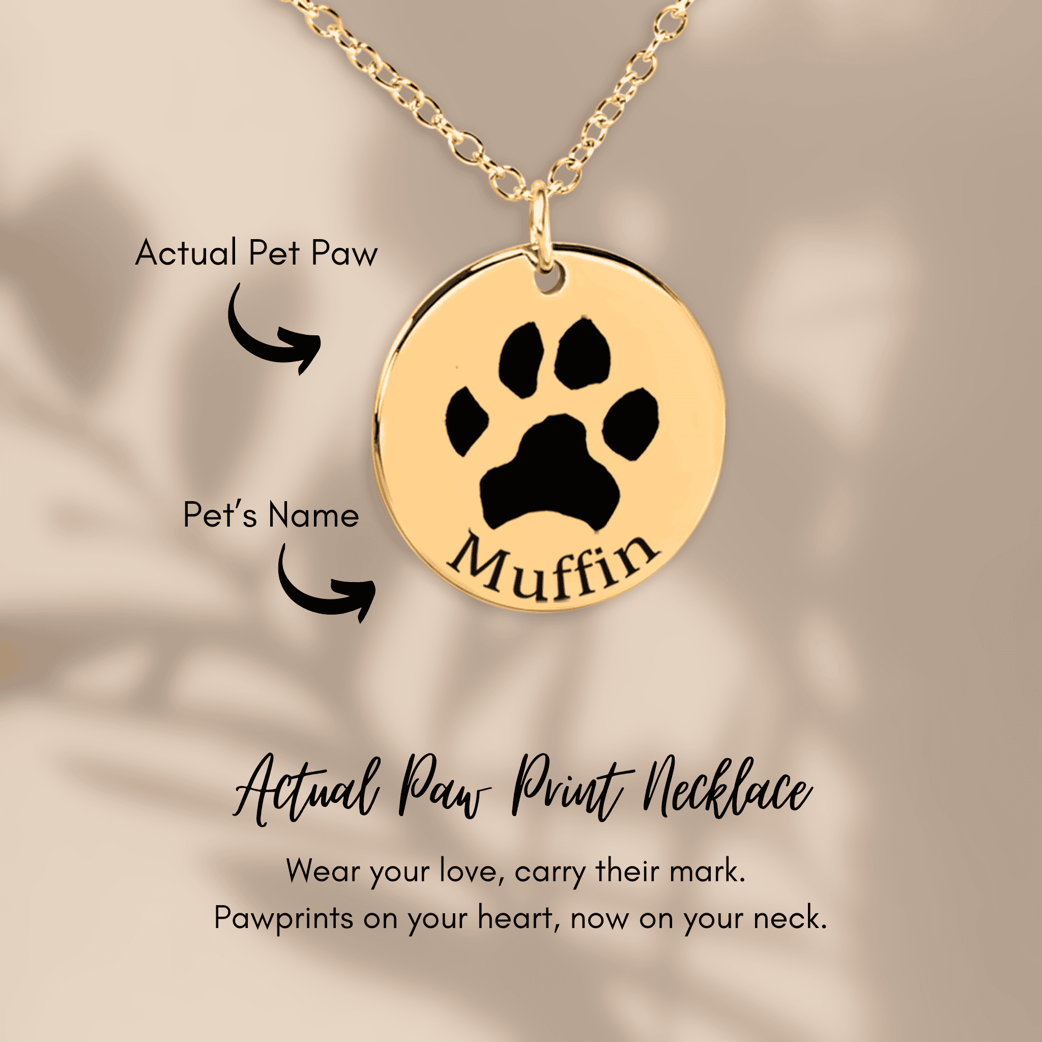 Personalized Paw Print Necklace | Custom Pet Memorial Jewelry | Dog & Cat Mom Gift