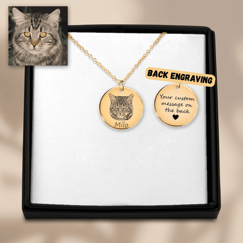 Custom Cat Portrait Necklace | Personalized Cat Mom Gift | Pet Memorial Jewelry