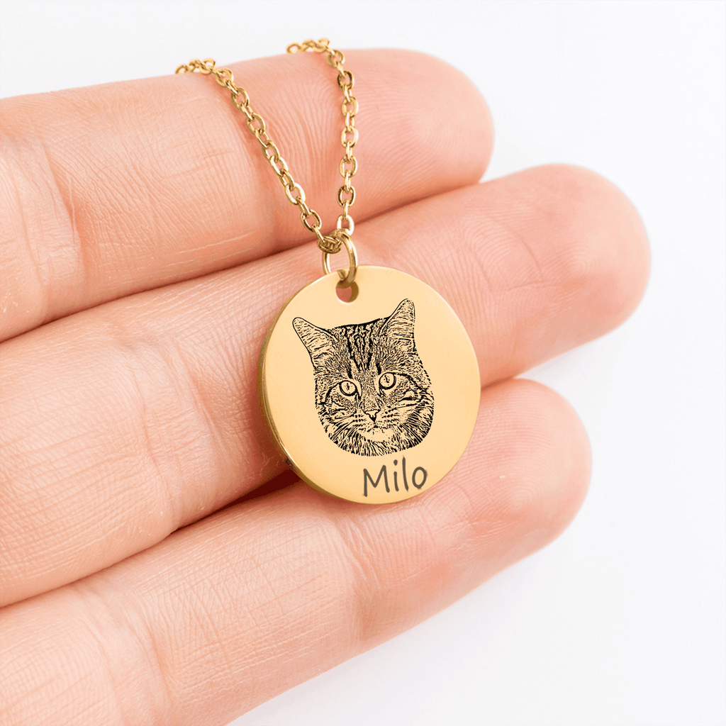 Custom Cat Portrait Necklace | Personalized Cat Mom Gift | Pet Memorial Jewelry