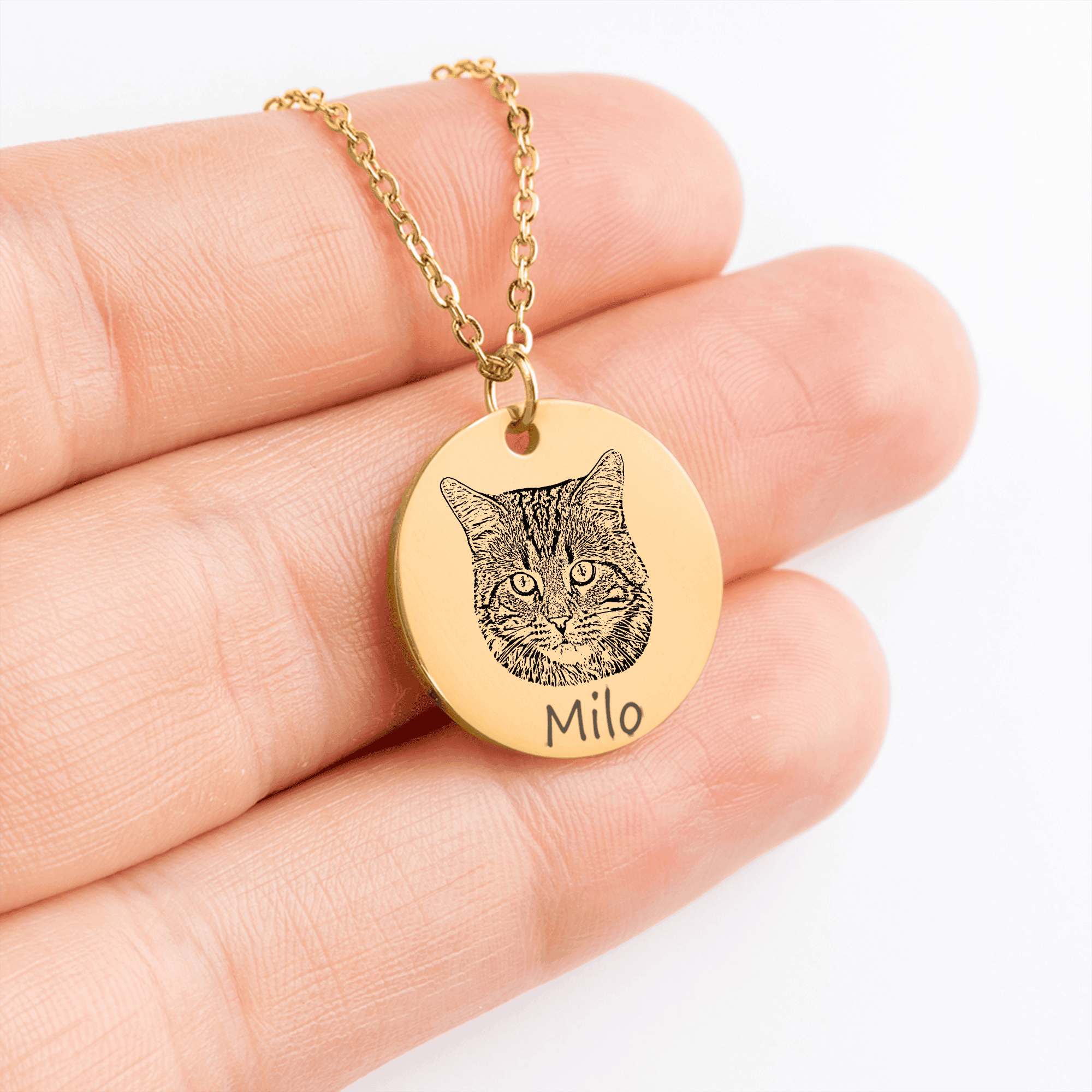 Custom Cat Portrait Necklace | Personalized Cat Mom Gift | Pet Memorial Jewelry