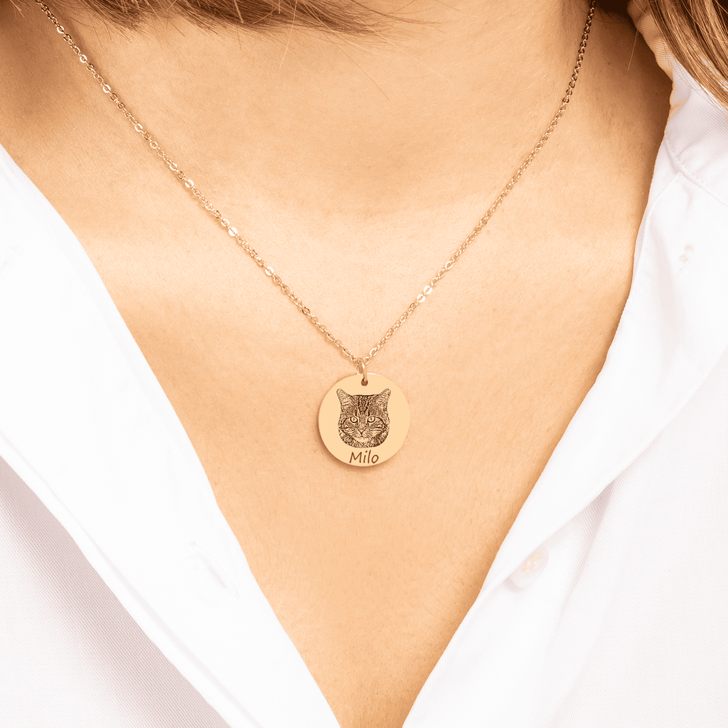 Custom Cat Portrait Necklace | Personalized Cat Mom Gift | Pet Memorial Jewelry