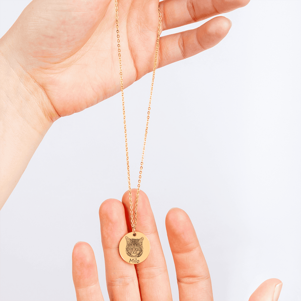 Custom Cat Portrait Necklace | Personalized Cat Mom Gift | Pet Memorial Jewelry