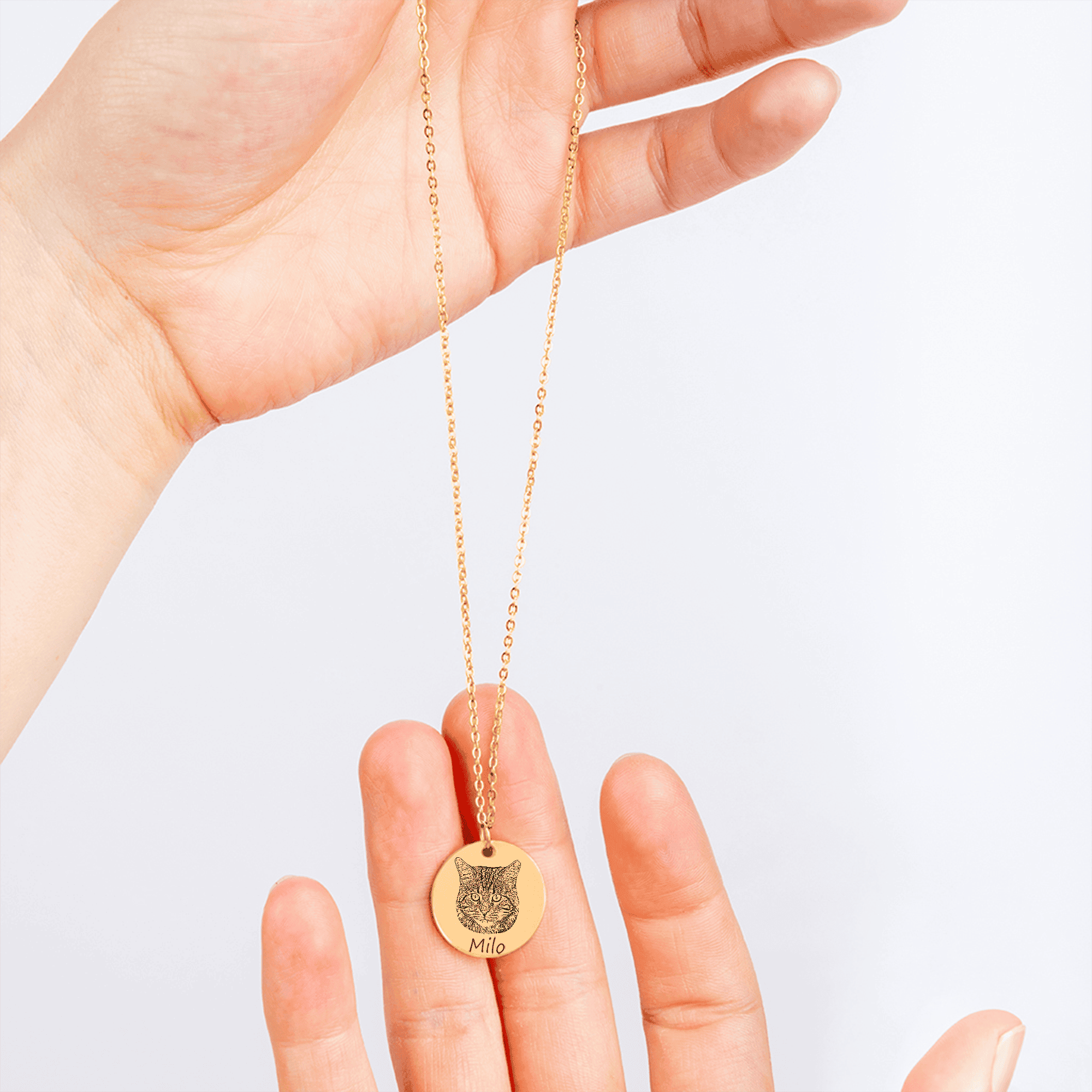 Custom Cat Portrait Necklace | Personalized Cat Mom Gift | Pet Memorial Jewelry