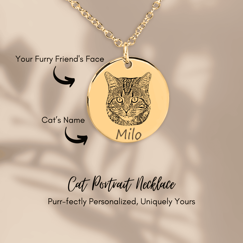 Custom Cat Portrait Necklace | Personalized Cat Mom Gift | Pet Memorial Jewelry