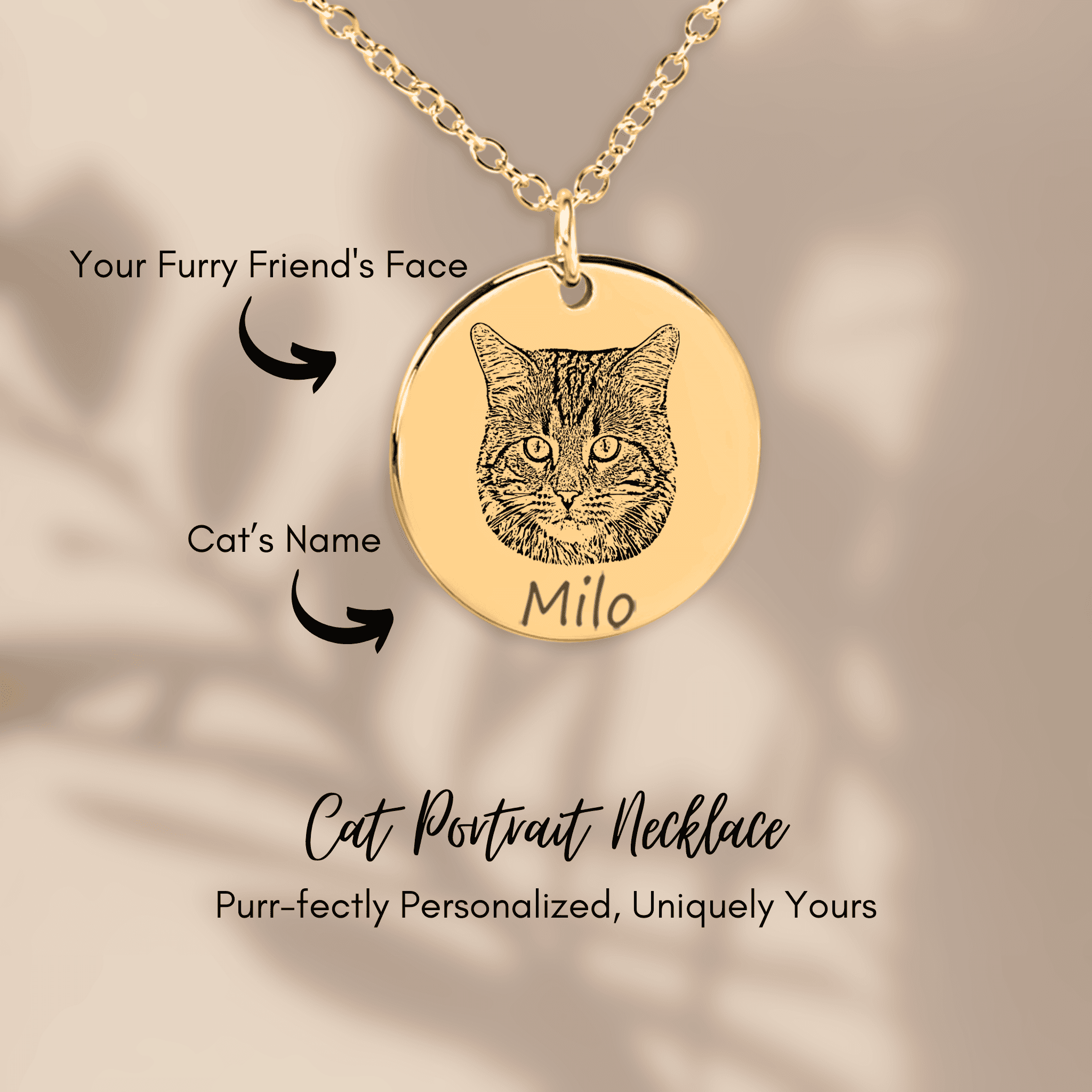 Custom Cat Portrait Necklace | Personalized Cat Mom Gift | Pet Memorial Jewelry