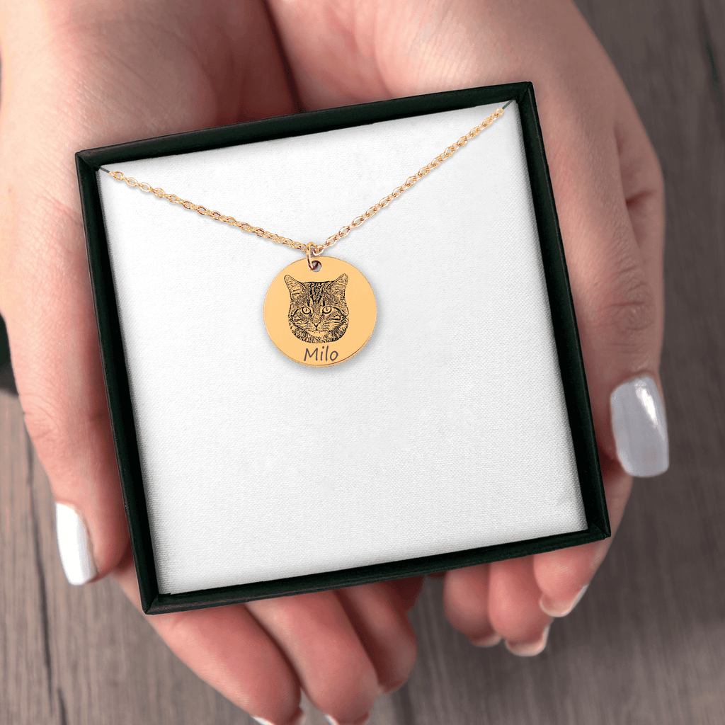 Custom Cat Portrait Necklace | Personalized Cat Mom Gift | Pet Memorial Jewelry