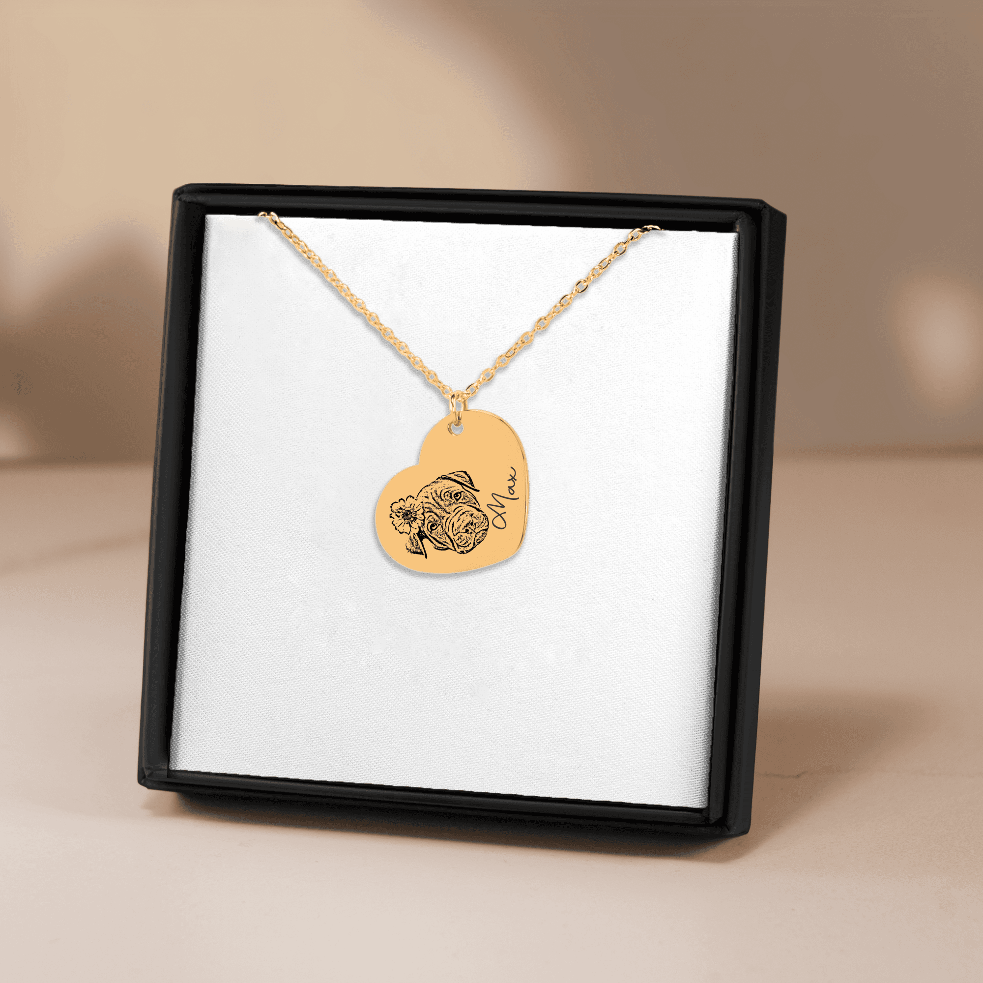 Custom Pet Portrait Heart Necklace | Personalized Pet Memorial Jewelry | Dog & Cat Mom Gift