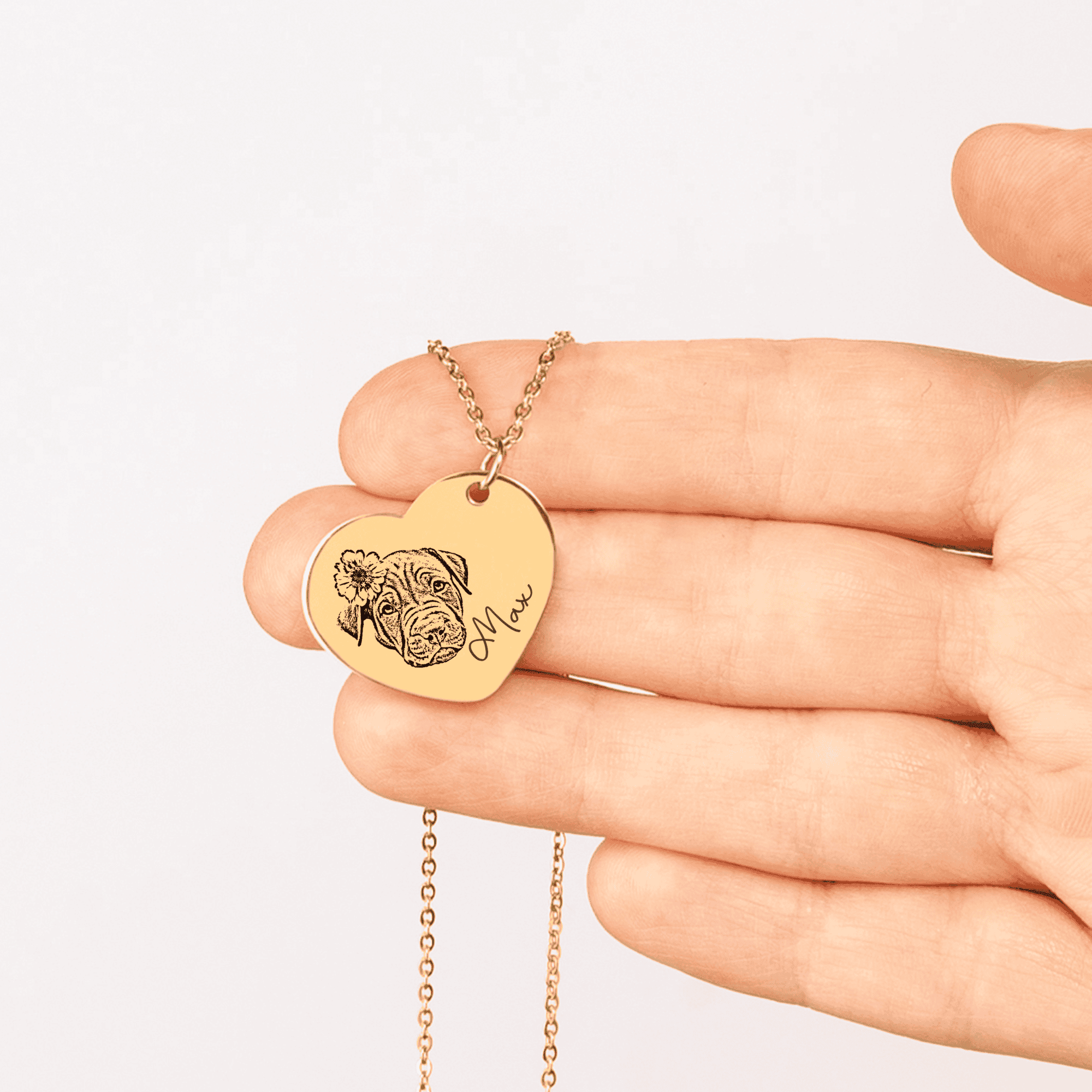 Custom Pet Portrait Heart Necklace | Personalized Pet Memorial Jewelry | Dog & Cat Mom Gift