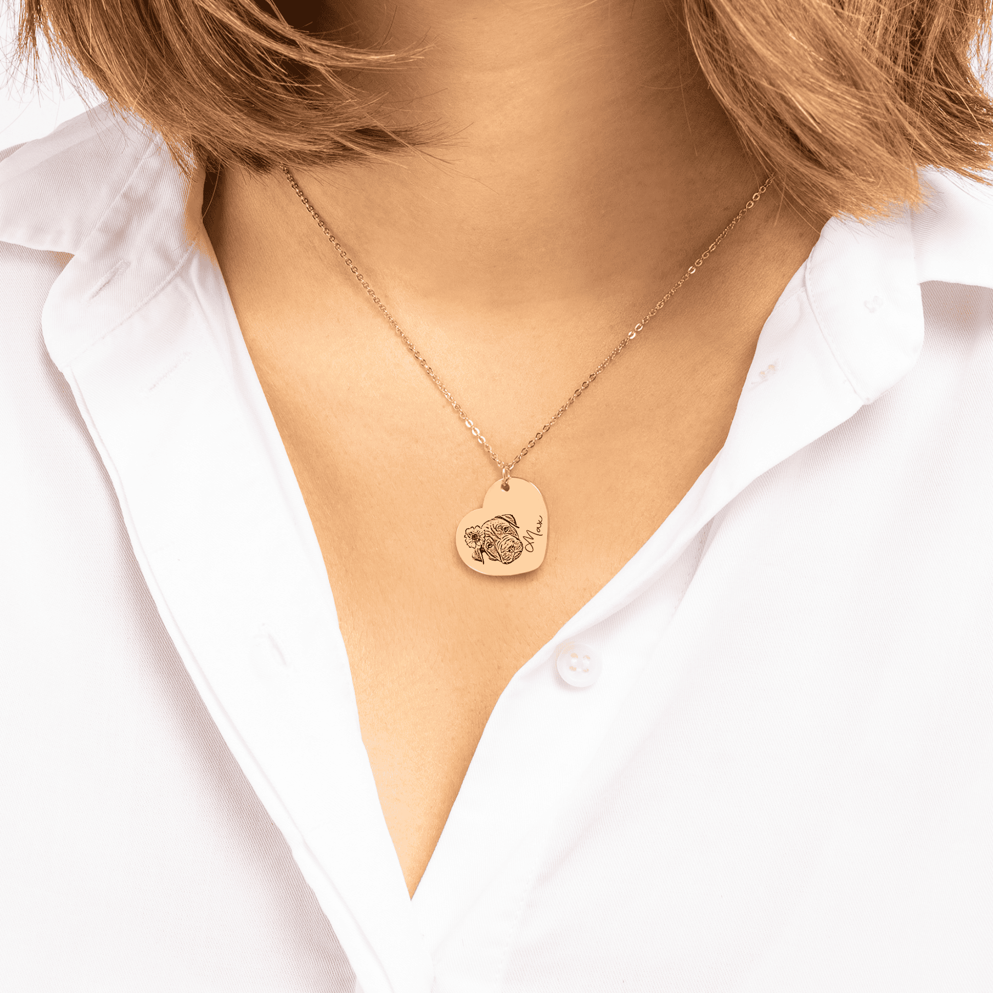 Custom Pet Portrait Heart Necklace | Personalized Pet Memorial Jewelry | Dog & Cat Mom Gift