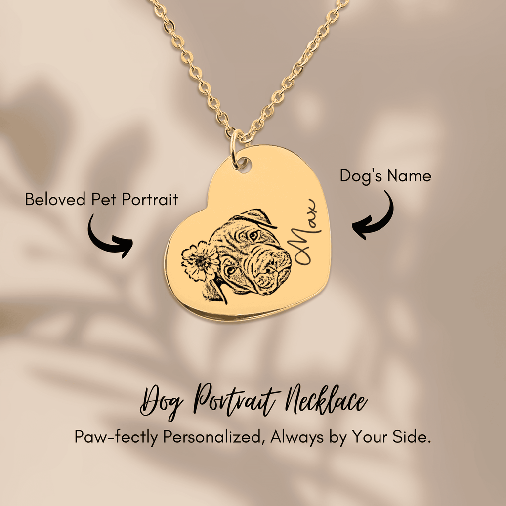 Custom Pet Portrait Heart Necklace | Personalized Pet Memorial Jewelry | Dog & Cat Mom Gift