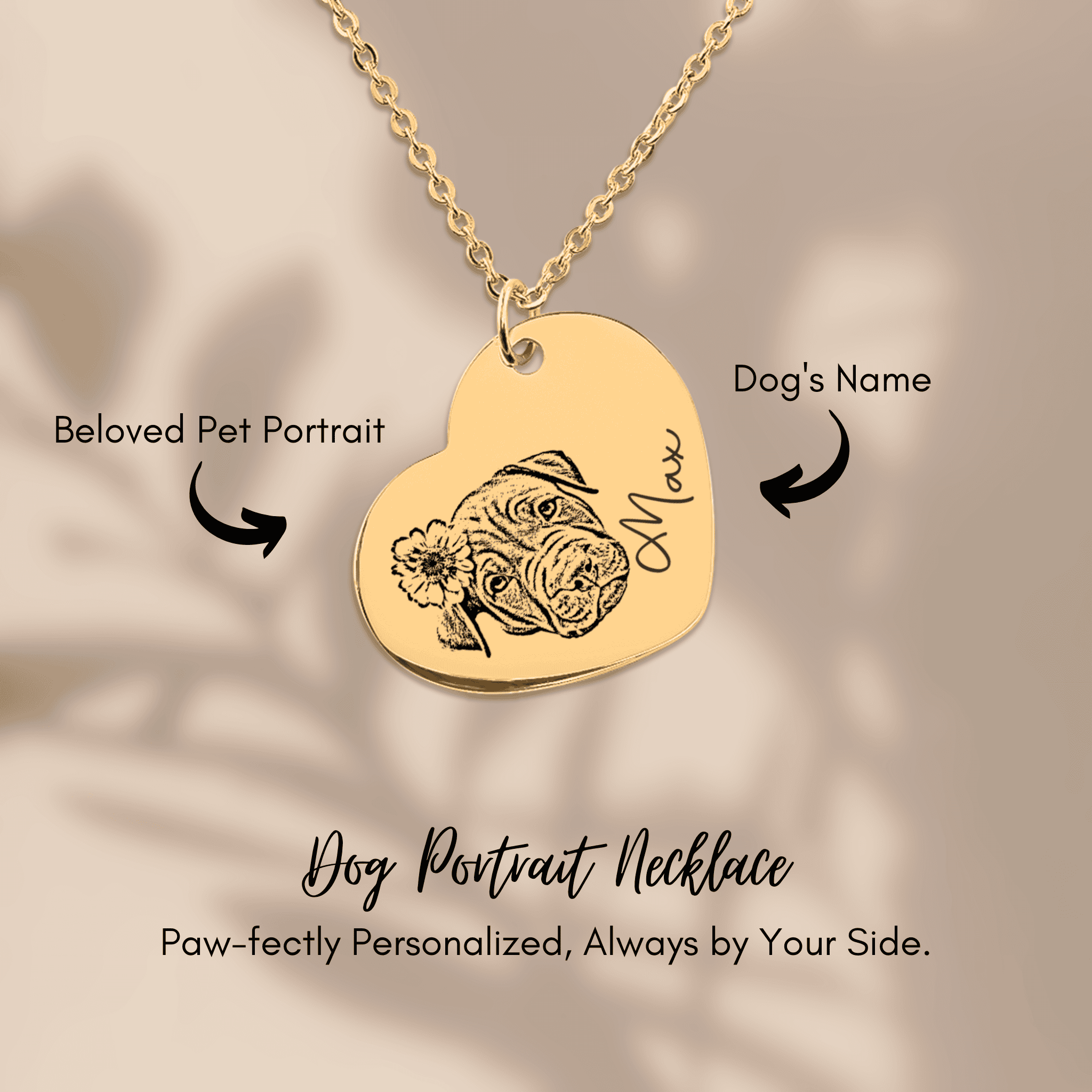Custom Pet Portrait Heart Necklace | Personalized Pet Memorial Jewelry | Dog & Cat Mom Gift