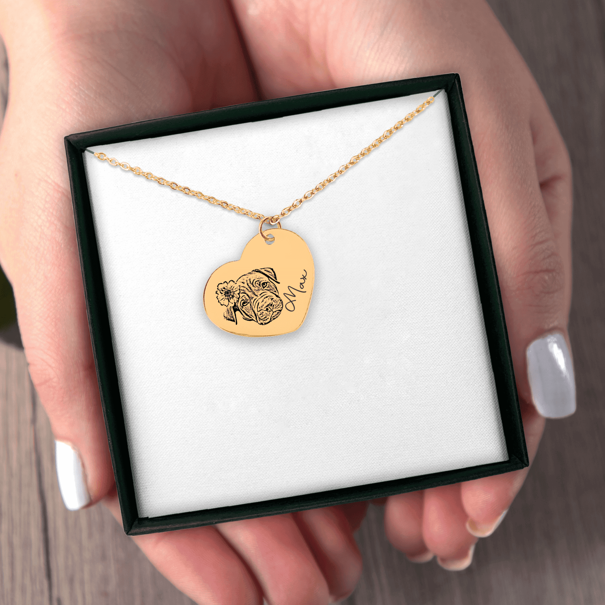 Custom Pet Portrait Heart Necklace | Personalized Pet Memorial Jewelry | Dog & Cat Mom Gift