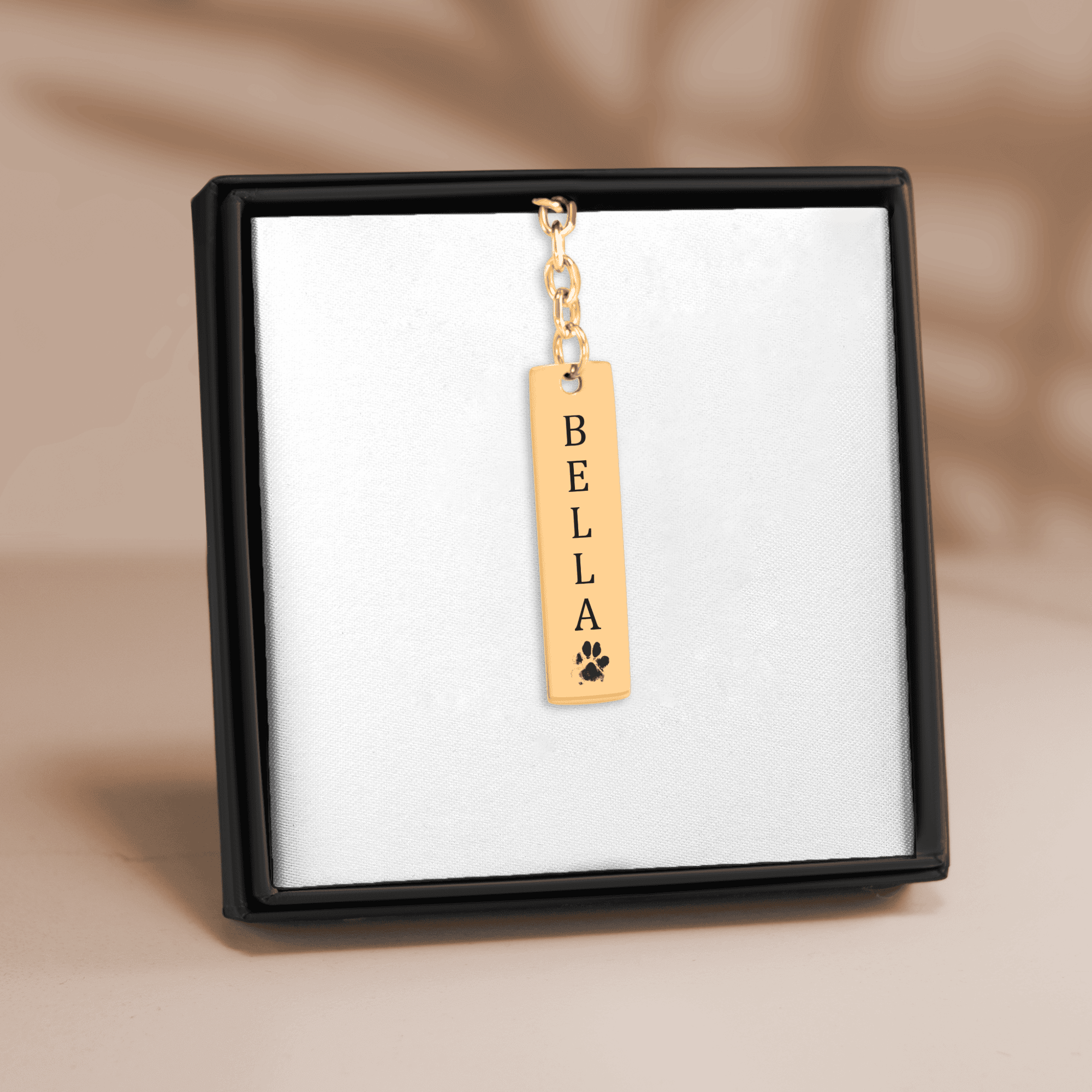 Personalized Pet Name & Paw Print Bar Keychain | Custom Dog & Cat Mom Gift | Pet Memorial