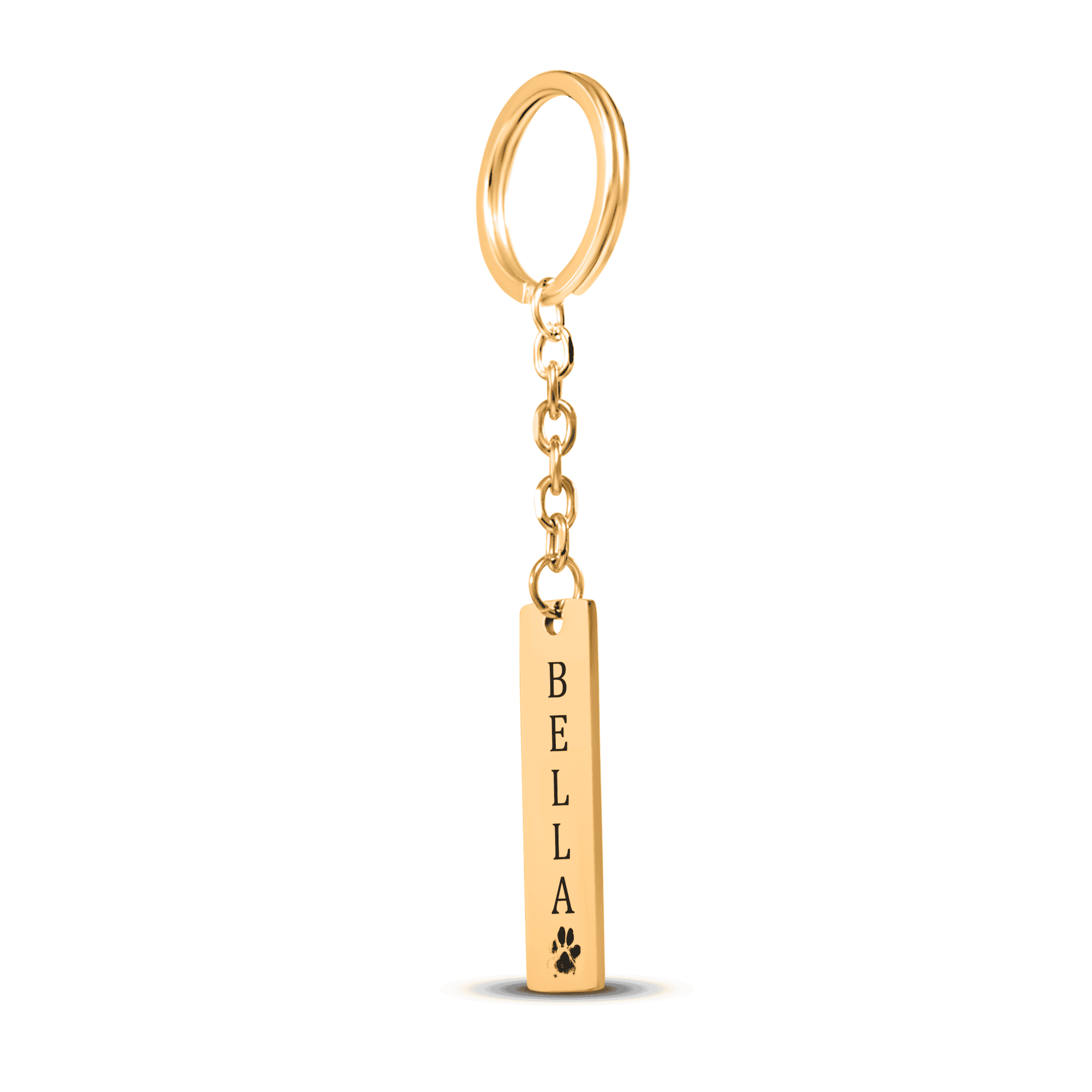 Personalized Pet Name & Paw Print Bar Keychain | Custom Dog & Cat Mom Gift | Pet Memorial